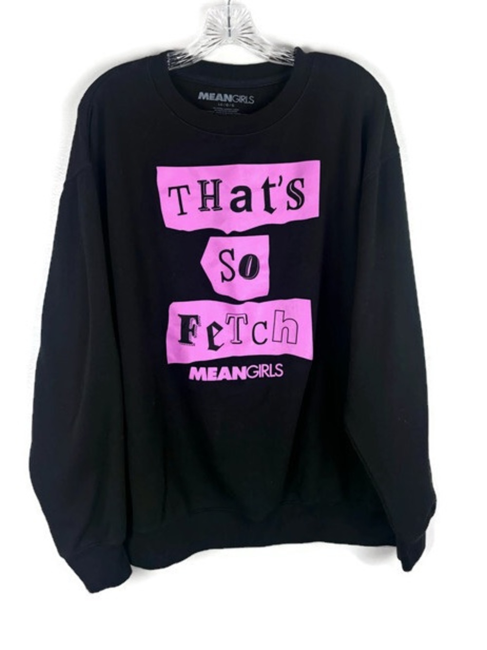 Mean Girls That’s So Fetch Pullover Long Sleeve Sweatershirt in Black/Pink